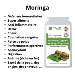 Moringa Bio Super-aliment riche en fer et protéines nutriments acides aminés essentiels