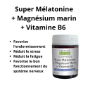 Super Mélatonine + Magnésium marin + Vitamine B6 (sommeil, stress, fatigue) 60 comprimés Propos'nature