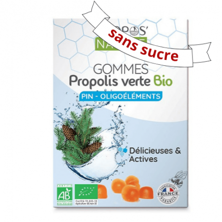 Gommes Propolis verte Bio Pin oligoélément sans sucre Propos'nature 45g