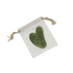 Guasha en Jade vert et sa pochette de rangement Massage lissant détoxifiant