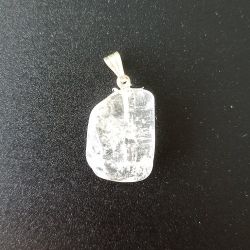 Pendentif cristal de roche sur oeillet argent Quartz blanc