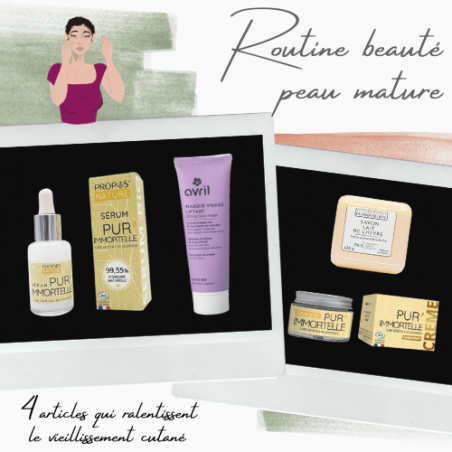 Routine beauté pour peau mature. 4 produits Bio