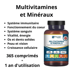 Compléments Multivitamines et minéraux Prowise Healthcare 365 jours d'utilisation Vitamines, Fer, Zinc, ...