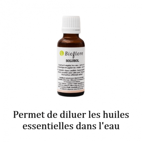 Dispersant végétal Solubol Bioflore 30ml pour diluer les huiles essentielles dans l'eau