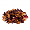 Infusion Pomme, Hibiscus, Raisins, Cynorrhodon, Orange, Cannelle, Girofle, Poivre noir.