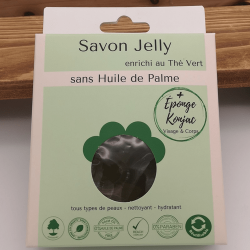 Savon Jelly enrichi au Thé vert et éponge konjac exfoliante