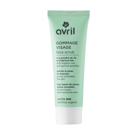 Gommage visage BIO Avril à la poudre de riz et de noyau d'abricot