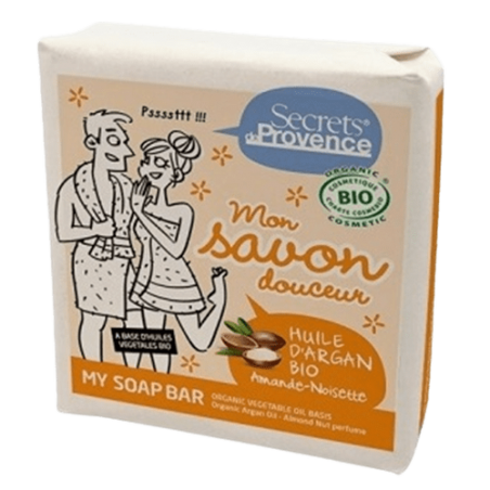 Savon douceur BIO Secrets de Provence à l'huile d'argan Parfum Amande - Noisette 100g
