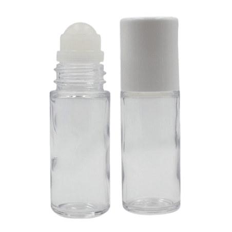 Flacon à bille roll'on 30ml en verre transparent contenant vide