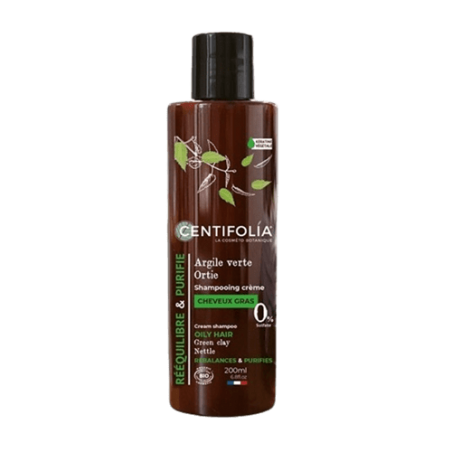 Shampoing crème pour cheveux gras Centifolia Bio à l'argile verte et ortie purifiant