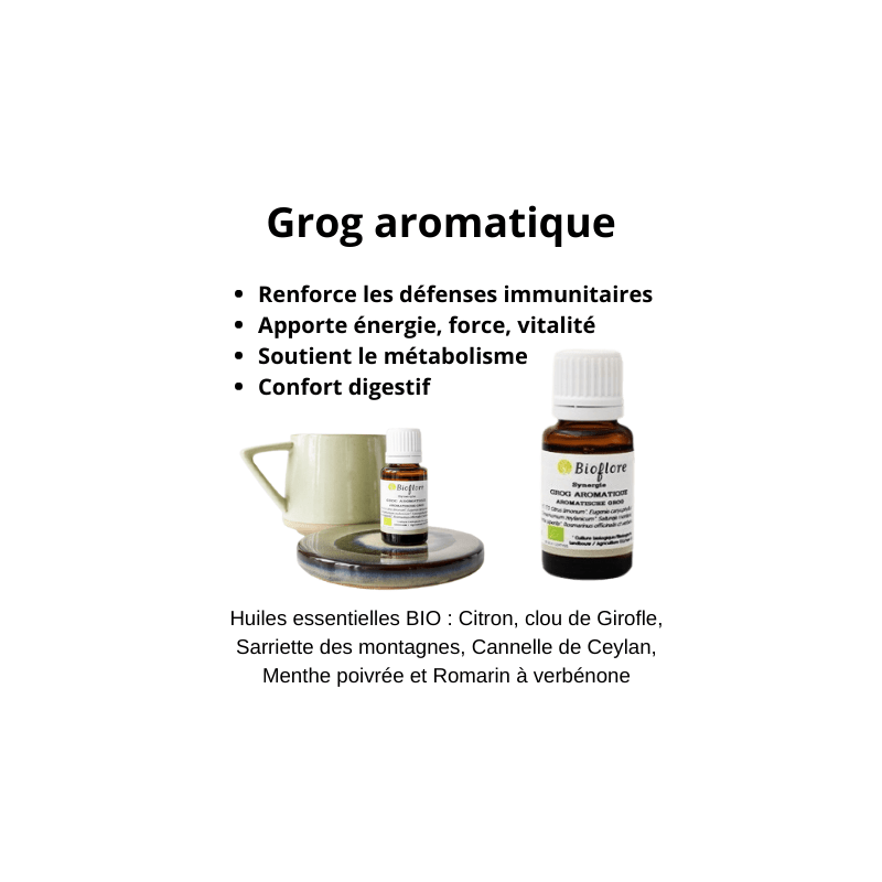 Grog aromatique Bioflore BIO 15 ml - Défenses immunitaires, énergie, vitalité, confort digestif