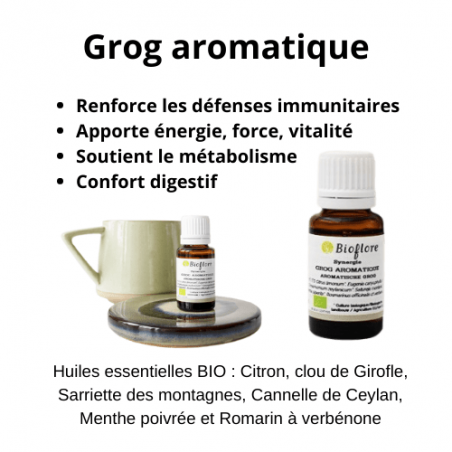 Grog aromatique Bioflore BIO 15 ml - Défenses immunitaires, énergie, vitalité, confort digestif