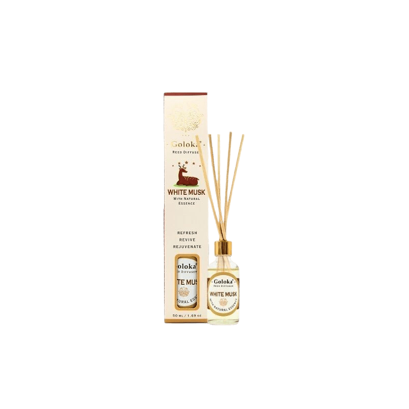 Goloka Parfum Musc blanc Diffusion bâtonnets de roseaux 50ml