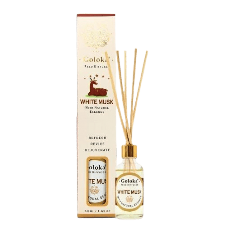 Goloka Parfum Musc blanc Diffusion bâtonnets de roseaux 50ml