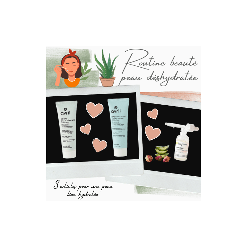 Routine 3 produits de beauté bio pour peau déshydratée