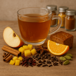 Infusion Pain d'épices (coriandre, cumin, fenouil, anis, muscade, badiane, girofle, cardamome, cannelle, vanille)