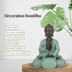 Statue Bouddha Méditation vert 20 cm