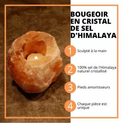 Bougeoir en cristal de sel rose de l'Himalaya