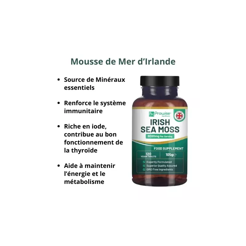 Mousse de mer d'Irlande 6000 mg - 120 comprimés Prowise Healthcare