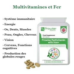 Multivitamines et Fer 180 comprimés, 6 mois d'utilisation