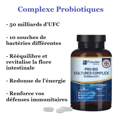 Complexe Probiotiques Prowise Healthcare 50 milliards d'UFC 10 souches de bactéries