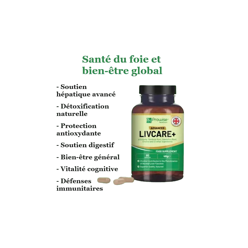 Advanced Livcare+ Soutien hépatique détoxification et bien-être général