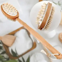 Brosse de bain massante à picots en bois