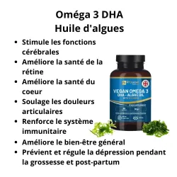 Compléments Oméga 3 DHA Huile d'algues Prowise 60 gélules