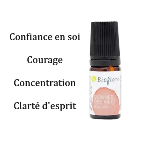 Roll'on Donner des ailes 5ml BIO Bioflore Courage Concentration Clarté d'esprit Confiance en soi