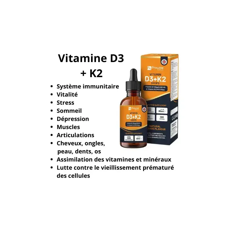 Vitamine D3 + K2 Prowise Healthcare 30 ml 1000 UI
