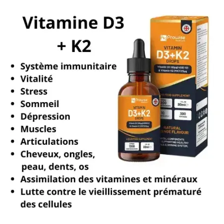 Vitamine D3 + K2 Prowise Healthcare 30 ml 1000 UI