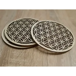 Plateau en bois motif fleur de vie