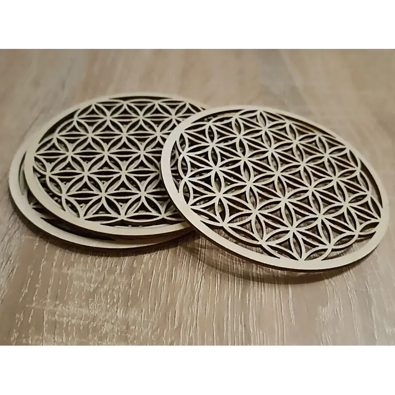 Plateau en bois motif fleur de vie