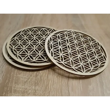 Plateau en bois motif fleur de vie
