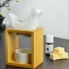 Oiseau en céramique pour chauffer les huiles Série Naturéa Modèle Birdy Blanc