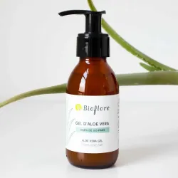 Gel d'aloe vera pur et Bio - Bioflore - 95,6% de jus frais - Flacon 115 ml verre ambré
