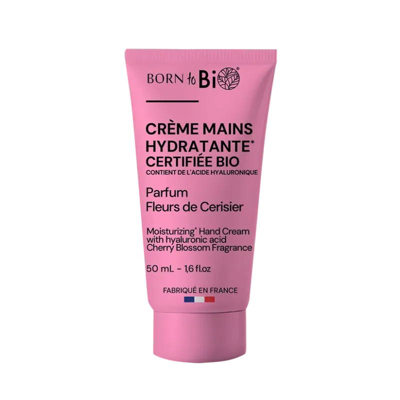 Crème mains Hydratante à l'acide hyaluronique Born to Bio 50 ml Parfum Fleurs de Cerisier