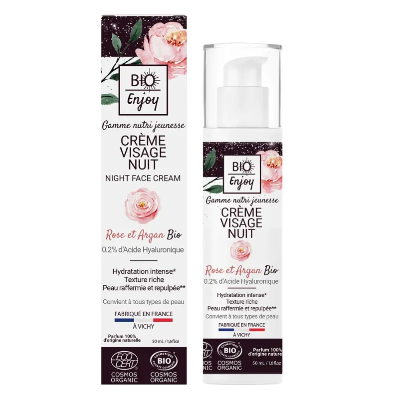 Crème de nuit Rose et Argan 50 ml BIO Enjoy