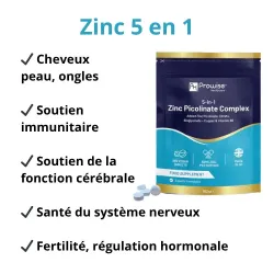 Zinc 5 en 1 Prowise Healthcare - 50 mg de Zinc élémentaire