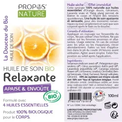Huile de soin relaxante BIO Propos'nature ingrédients