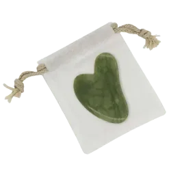 Guasha en Jade vert et sa pochette de rangement Massage lissant détoxifiant