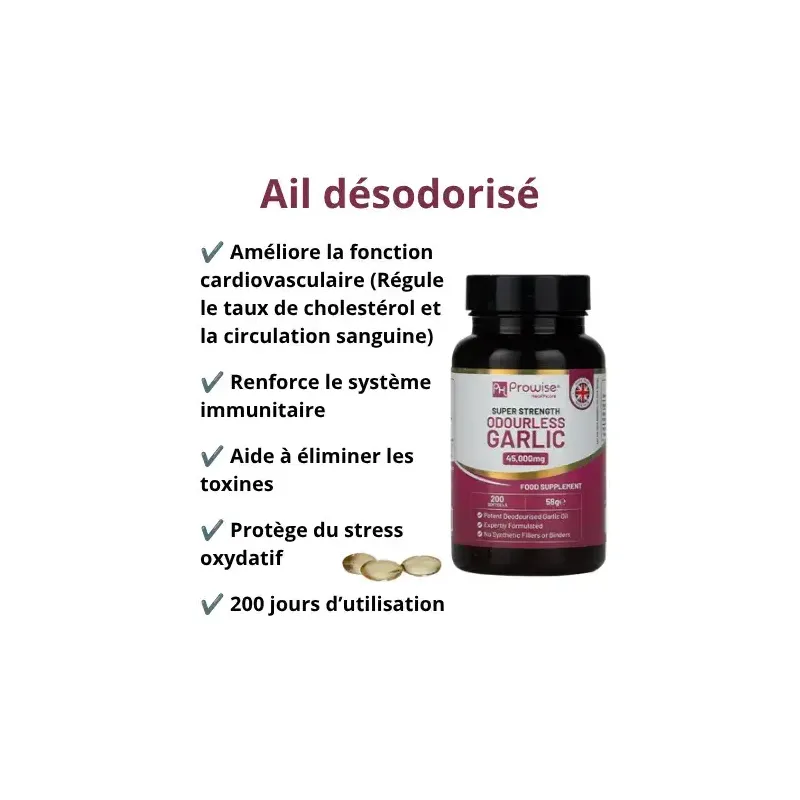 Ail désodorisé en gélules - Système cardiovasculaire, immunitaire, détox, cholestérol